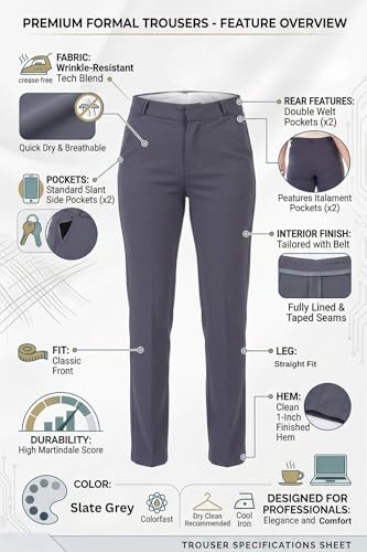 Image of modny Formal Trousers for Women Premium Polycotton, Regular Fit, Straight Pant for Girls | Ideal for Office, College & Professional Wear