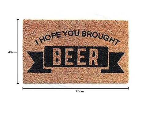 Image of Onlymat Natural Coir Material Funny Printed Anti-Slip Rectangular Shaped Entryway Doormat with PVC Backing for Multipurpose Entrance, Home, Hall, Drawing Room, Living Room (Black, Brown, 75cm x 45cm)