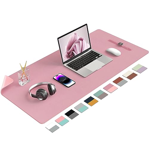 Image of Aothia Double-Sided PU Leather Desk Pad - Non-Slip Large Mouse Pad & Desk Mat for Office, Home - Waterproof, Easy to Clean, Durable Dual-Sided Surface (36 inch x 17 inch, Purple)