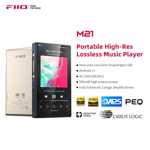 Image of FiiO M21 Android 13 Portable Music Player MP3 Snapdragon 680 4* CS43198 DAC Chips Hi-Res Audio DSD Bluetooth LDAC (Titanium Gold)