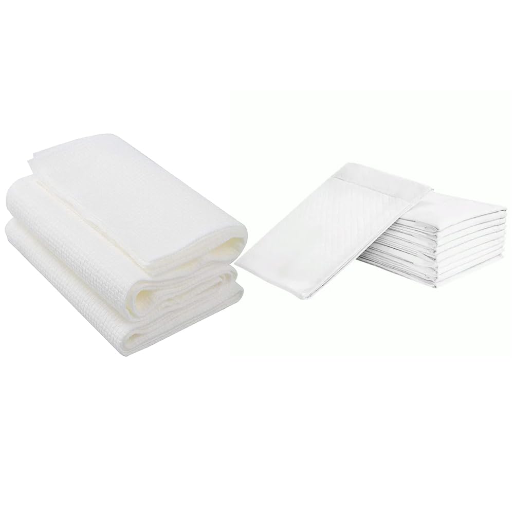 Star Babies Combo pack (Diposable Changing mat 10pcs with Disposable Towel Pack of 3)-White