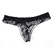 IBAKOM Men's Lingerie Floral Print Lace Trim Sissy Thong Panties Breathable Mesh G-string T-back Bikini Briefs Crossdressing Underpants Black XX-Large