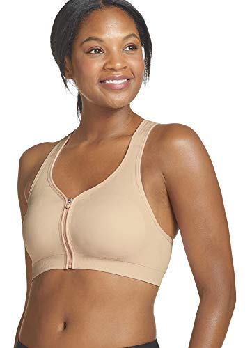 Jockey Women's Bra Mid Impact Zip Front Sports Bra