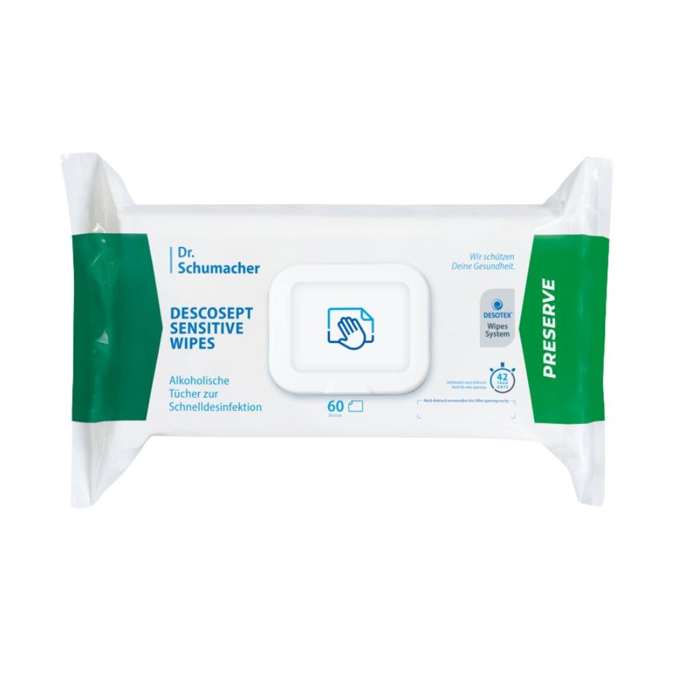 9 toallitas desinfectantes Dr. Schumacher Descosept Sensitive Wipes, paquete (60 unidades)