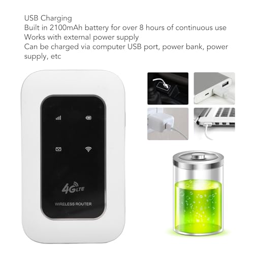 Image of 4G LTE Portable WiFi Hotspot Router Unlocked, 300Mbps Mobile Modem with SIM Card Slot, Dual Band Internet Device for Smartphones Tablets Laptops, Compact Battery Powered Travel