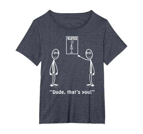 Funny Dude, That's You Stickman Costume - Stick Figure T-Shirt, Women's Plus, Heather Blue, 4X