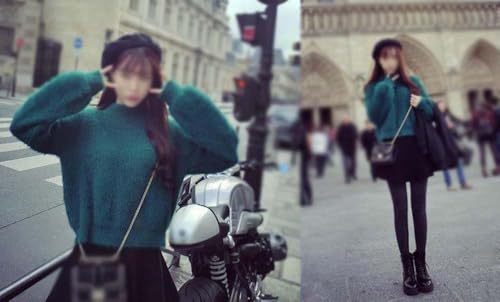 Angora Cashmere Blend Loose Warm Sweater Casual Thick Fleece Turtleneck Sweater Crewneck Knit Pullover Sweater3