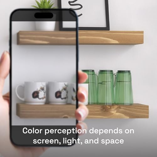 BAOBAB WORKSHOP Natural Wood Floating Shelves for Wall 24 inch - Floating Wall Shelves for Kitchen Bedroom - Wooden Bathroom Shelves - Oak Floating Shelf - 24 x 6.7 Inch, Set of 2 by BAOBAB WORKSHOP - Image 7