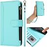 Funda compatible con Realme 16 Pro+ 5G, con cremallera y doble ranura para tarjetas, tipo cartera, color verde 4