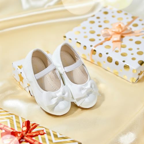 Image of PHIRAMIN Toddler Flower Girl Dress Shoes - Little Girl Ballet Flats Bow Wedding Party