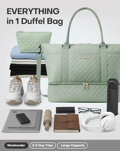 Image of HOTOR Travel Duffel Bag - Weekender Bags for Women, Carry On Gym Tote Bags