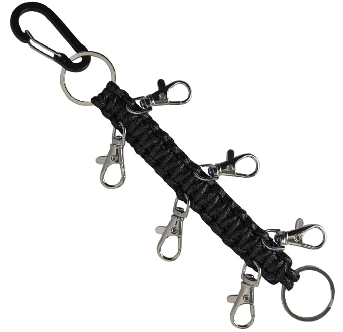 NGIL Glitter Paracord Cheer Hairbow Holder for Backpack, Dance Team Hairbow Keychain with Carabiner (Glitter-Black)
