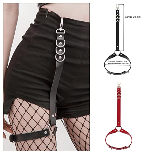 BIAOQINBO Punk PU lederen kousenband voor dames, dijbeen, ring, harnas suspenser, gothic rok, beenring, tailleriem, verstelbare met metalen clip - Image 6