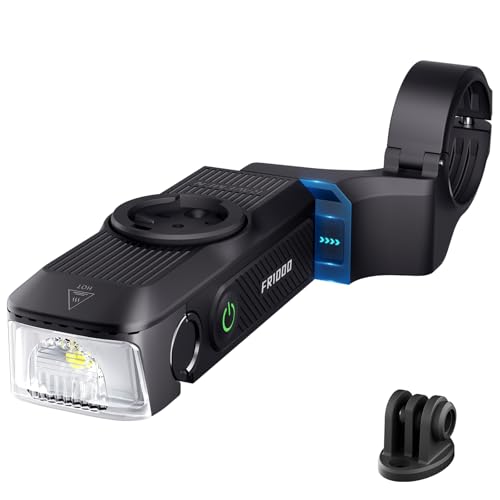 Amazon RAVEMEN FR1000 Bike Headlight for Night Illumination and Daytime Visibility, Compatible with Garmin/Wahoo/Bryton Bike Computer, Light & Mount Integrated 1000 Lumen Auto On/Off for Urban Road Cycling #ad