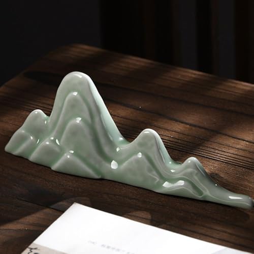 Image of Ceramic Pen Holder & Brush Stand - Green - Calligraphy & Painting Brush Organizer