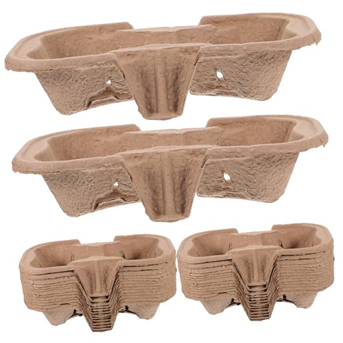 COLLBATH 50pcs Paper Cup Carrier Tray for Drinks Drink Holder for Takeout for Coffee and Cold Beverages Prevents Spills and Messes for and Gatherings