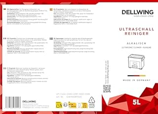 Dellwing Detergente a ultrasuoni 5 l, concentrato alcalino per parti automobilistiche, carburatori e iniettori, Made in Germany