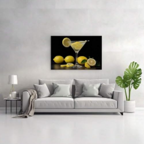 Impression sur toile déco chambre Sip Lemon Bliss cadre 60x80cm