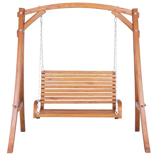 Beliani Gartenschaukel Lärchenholz Dunkelbraun Novara - 4