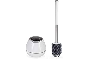 BOOMJOY Toilet Bowl Cleaner Brush Set - Silicone Toilet Brush with Detachable Aluminum Handle