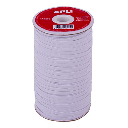 APLI 18675 – Bobine de Corde élastique Plate de 5 mm x 100 m de Couleur Blanche Multi-usages (idéal pour Les travaux manuels)