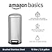 Amazon Basics D-Shaped Small Trash Can with Lid and Soft-Close Foot Pedal for Bathroom, Bedroom, Living Room, Office, Smudge Resistant, 10 l / 2.6 gallon, Silver