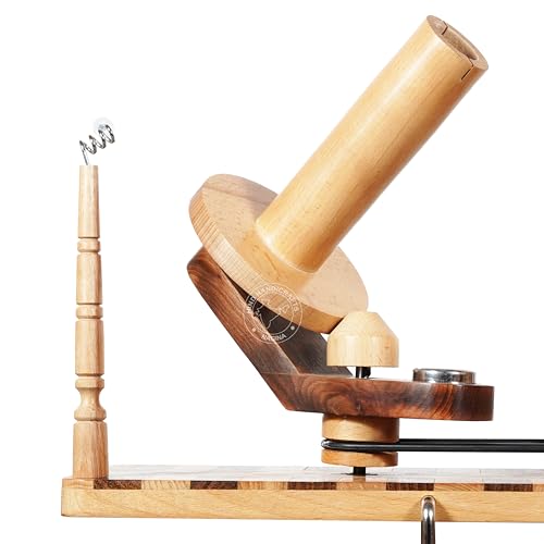 Image of Hind Handicrafts Wooden Yarn Ball Winder for Knitting Crocheting - Handcrafted - Natural Hand Operated - Knitter's Gifts Center Pull Ball Winder (Check 3)