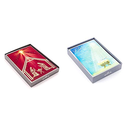 Hallmark Religious Boxed Christmas Cards, Nativity Scene (16 Christmas Cards and 17 Envelopes) & DaySpring Religious Boxed Christmas Cards, Gods Love Manger Scene