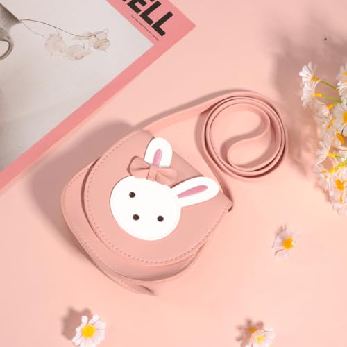 Heyu-Lotus Süße Umhängetasche Kleine Mädchen Handtasche Kinder Prinzessin Mini Taschen Handtasche Mädchen Klein Hase mit Verstellbarem Gurt für Kinder(Rosa)