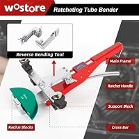 Wostore Rohrbieger Rohrbiegemaschine von Kupferrohre und Bremsleitungen manuell mit Rohrschneider Entgrater für Klimaanlage Biegezange Bremsleitung Biegewerkzeug 1/4"- 7/8" bis 90 Winkel – Ansicht 4