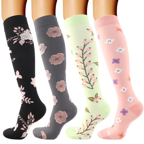 DRESHOW 4 Paia Calze a Compressione per Donna e Uomo