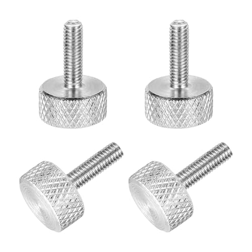 MECCANIXITY 4 Pcs M3x10mm Flat Head Knurled Thumb Screws, 304 Stainless Steel Fully Threaded Thumbscrew Bolts Fasteners for PC Computer Cases Graphics Card, Silver