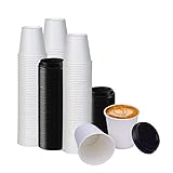 Smygoods White Paper Hot Cups, 10oz, Paper Hot Cups with Lids, Coffee Cups, & Tea Cups, 50 Pack