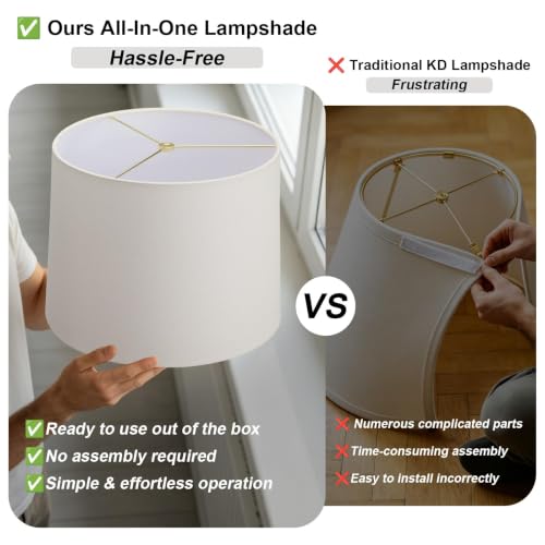 Image of 24.5 inch Ceramic Table Lamp for Living Room with Pre-Attached Shade | Single Beige Bedside Lamps, Hand-Textured Farmhouse Vintage Table Lamps for Bedroom Nightstands, Rustic Home Decor, 5FT Cord