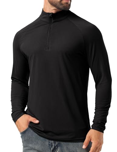 Askdeer Men's Long Sleeve Sun Shirts UPF 50+ T-Shirts 1/4 Zip Up Fishing Shirts Running Hiking Rash Guard Outdoor Tees2
