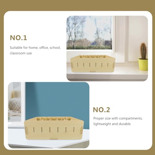 Boîte de rangement multifonctionnelle beige en plastique à compartiments rectangulaires - 6
