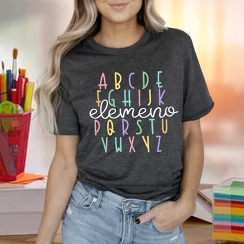 Teacher Shirts for Women ABCs Alphabet Teaching T Shirt Cute Kindergarten Teachers Gifts Graphic Tee Tops4