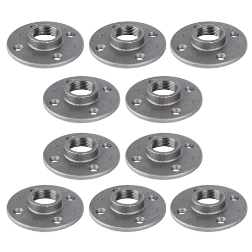 PIPE DECOR 1" Floor Flange Fitting, 10-Pack, Malleable Iron, Fits One Inch Diameter Black Steel Plumbing Pipes and Nipples, Build Vintage DIY Pipe Industrial Furniture and Shelving by PIPE DECOR - Used condition - US$19.13