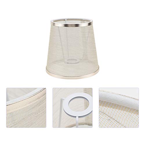 Cabilock Double Mesh Small Lamp Shade Clip On Bulb For Candelabra Bulbs Barrel Fabric Lampshade For Table Chandelier Wall Lamp Gold #TOP7