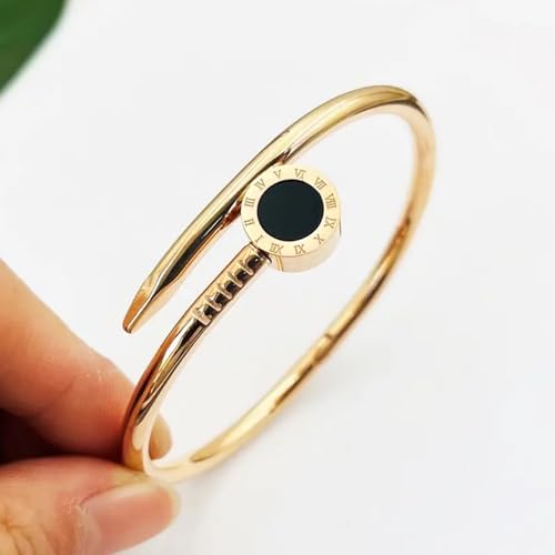Image of Okos Gold Plated Fashion Jewellery Stainless Steel Anti Tarnish Cuff Band Style Bangle Bracelet with White CZ Stones For Girls and Women CO0025