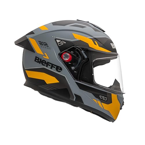 Bieffe Capacete Moto Fechado B-12 Avant Cinza Moon Fosco/Amarelo 60