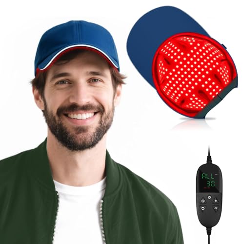 Red Light Cap, Red Light Hat for Head, 630nm 850nm 940nm Infrared Light Cap Adjustable Size, and...