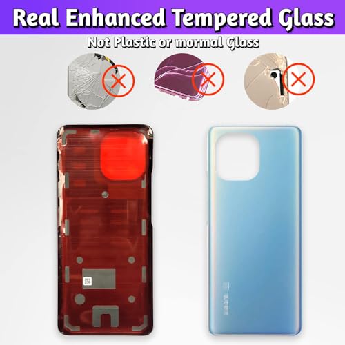 LUVSS Back Glass Cover Replacement Compitable for Xiaomi Mi 11 Rear Cover + Repair Manual DIY Tools Kit (Black) - Image 2