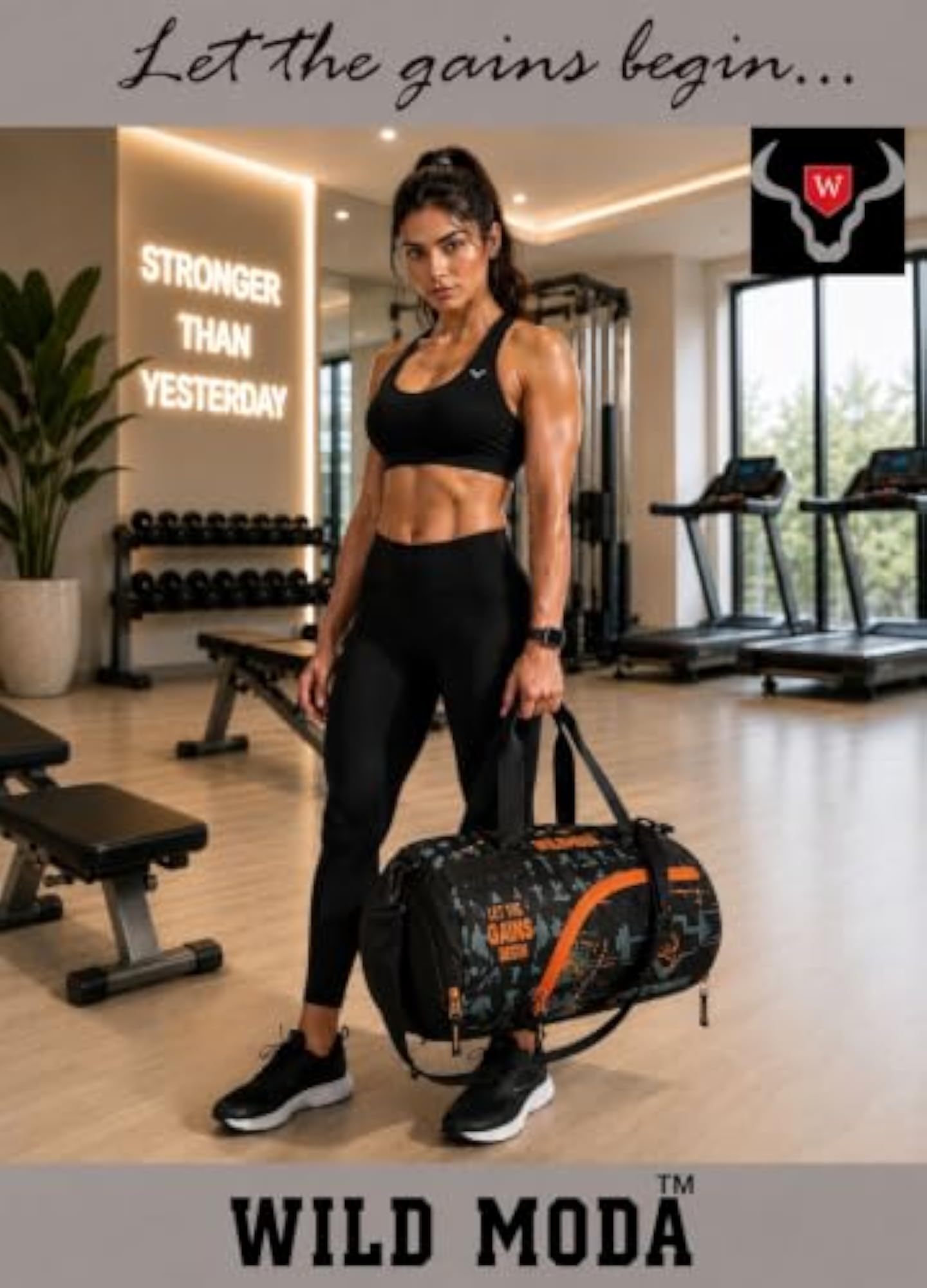 Unisex Black & Orange FusionFIT Gym Bag