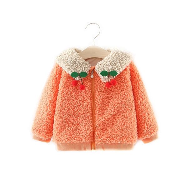 Bold N Elegant Kid's Baby Girl Winter Warm Zipper Fur Standard Length Jacket Coat Party Outerwear Jacket Coat for Infant Toddler Baby Boy Girl (3-4 Years, Orange) 4