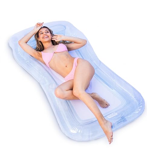 Comfy Floats Inflatable Mesh Lounger - Pool Chair Float - Mesh Bottom Keeps You Cool - Blue