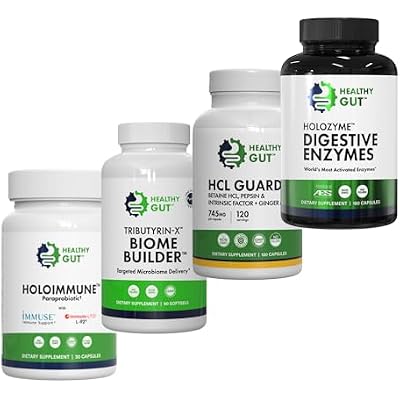 Healthy Gut HoloImmune, 30 Capsules, Tributyrin-X, 90 Softgels, HCL Guard, 120 Capsules, and HoloZyme, 180 Capsules
