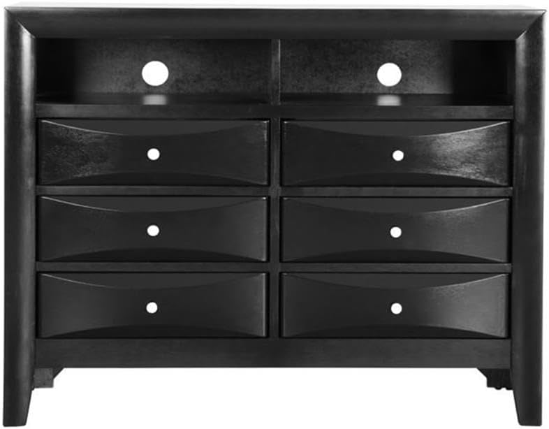 Glory Furniture Marilla 6 Drawer TV Stand in Black
