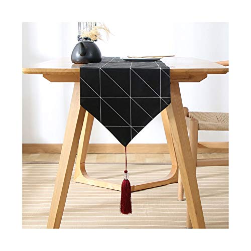 Chemin de table en coton tissé de quality supérieure au design diamants noir chic