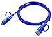 4 in 1 Multi USB Charging Data Cable, Blue Braided Universal USB Charging & Data Sync Cord Adapter with Type-Cx2/USB 2.0/Micro USB Port Connectors for Android Phone (4 in 1-1.5m)